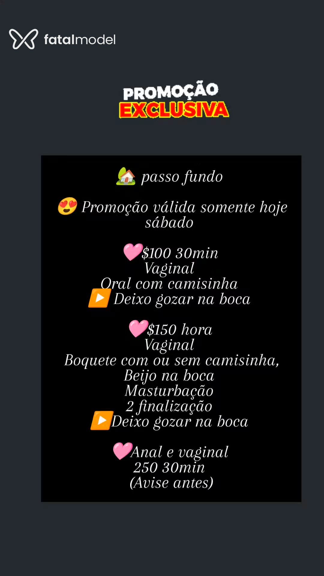 Acompanhante mulher morena (o) de olhos castanhos em Passo Fundo Acompanhante mulher morena (o) de olhos castanhos em Passo Fundo - Andrea
