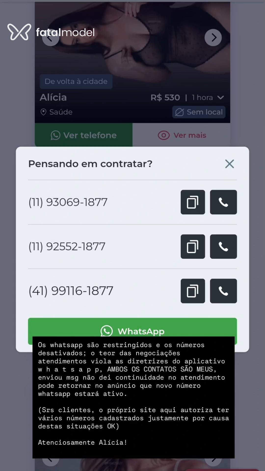Acompanhante mulher com cabelo castanho de olhos castanhos - Alícia