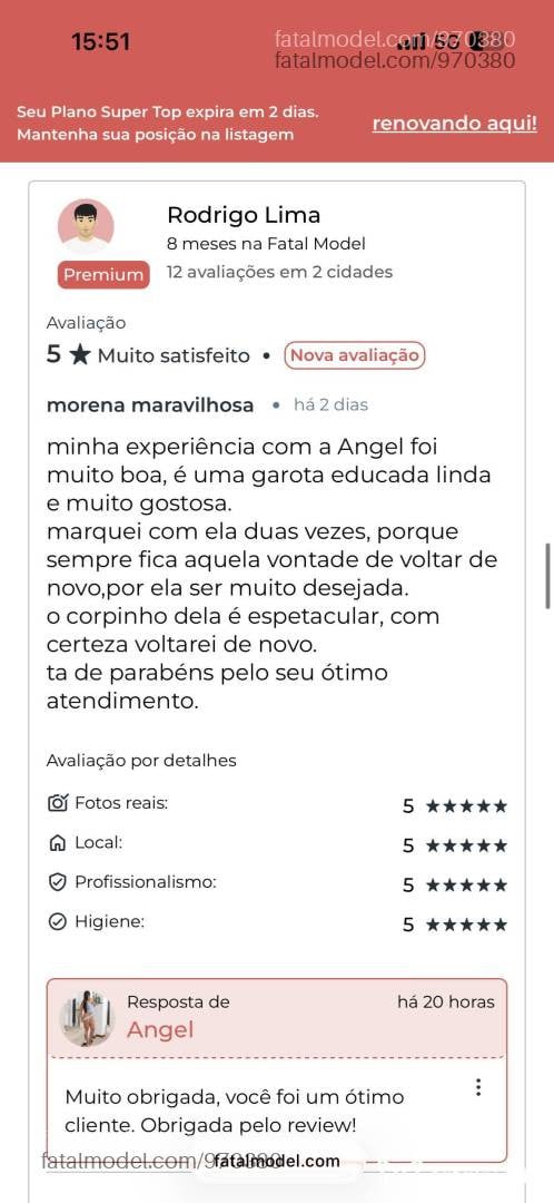 Acompanhante mulher morena (o) de olhos castanhos em Macaé - Angel