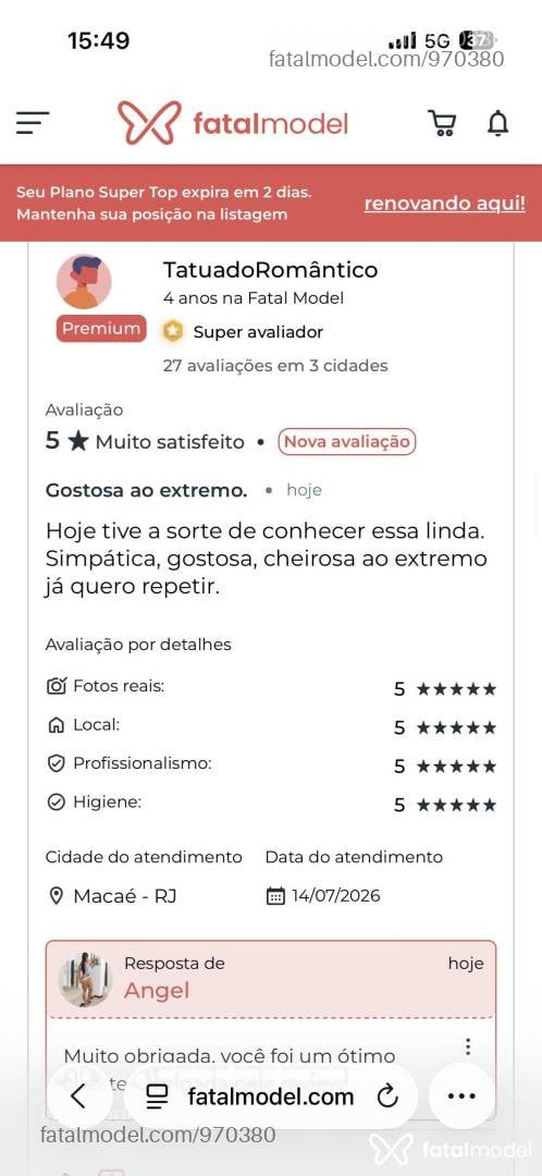 Acompanhante mulher morena (o) de olhos castanhos em Macaé - Angel