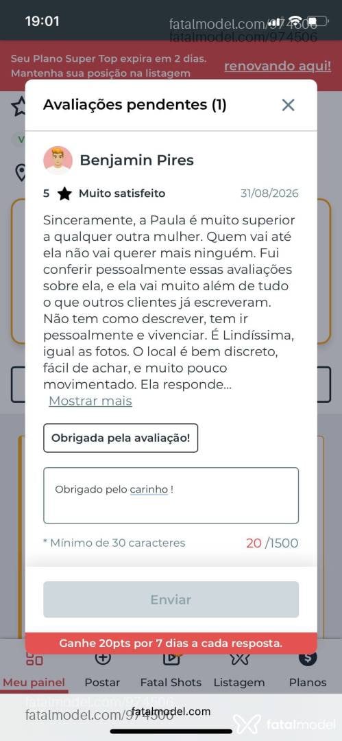 Acompanhante mulher morena (o) de olhos pretos - Paula